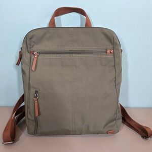 The Sak Esperato Olive Green Nylon Backpack Women's Travel School Bag Tan Trim
